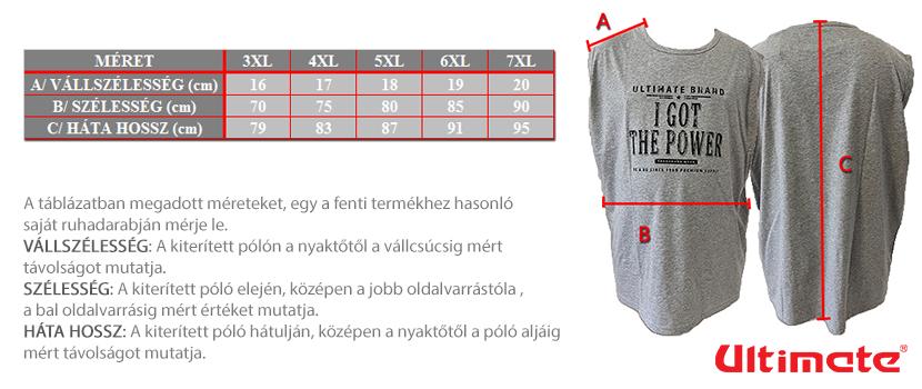 ujjatlan nagyméretű póló méretek