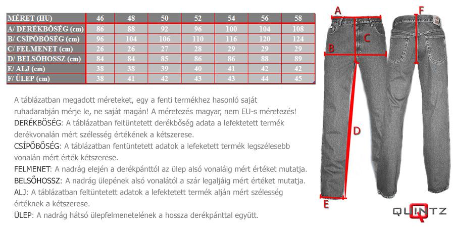 fekete férfi nadrág méretek