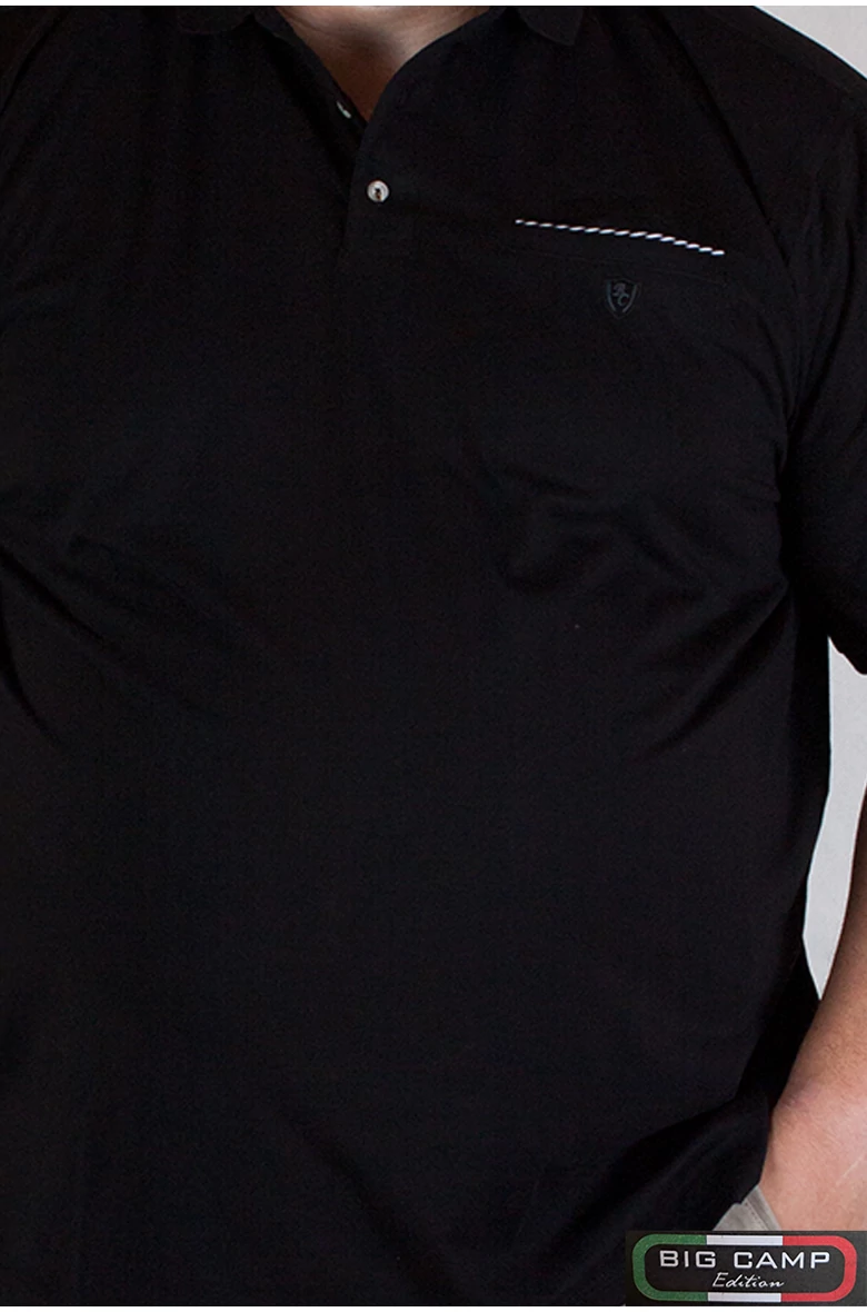 férfi extra nagy galléros póló fekete színben