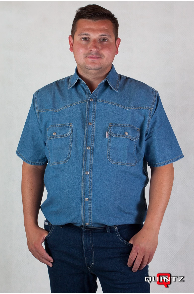 Férfi rövid ujjas patentos farmering