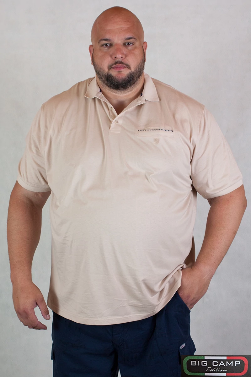 férfi nagyméretű bézs galléros póló