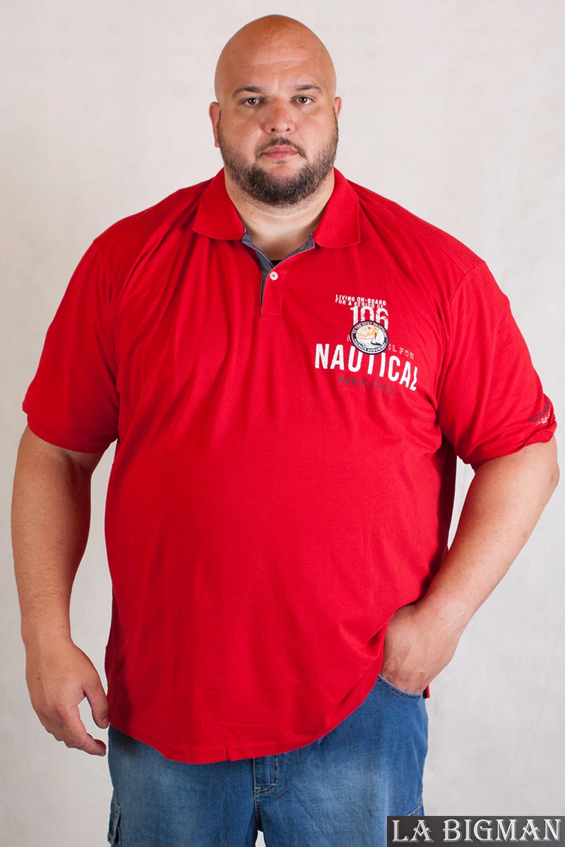 férfi nagyméretű piros galléros piké póló