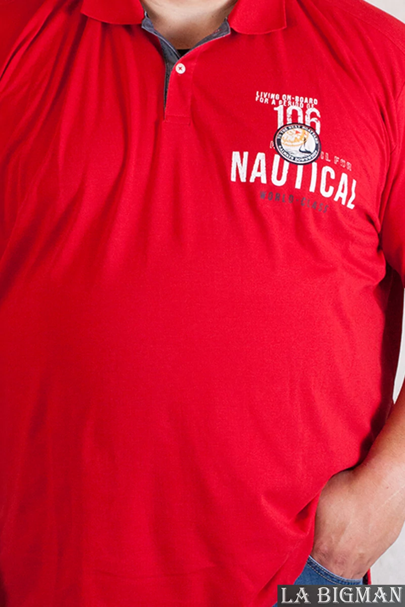 férfi nagyméretű piros galléros piké póló