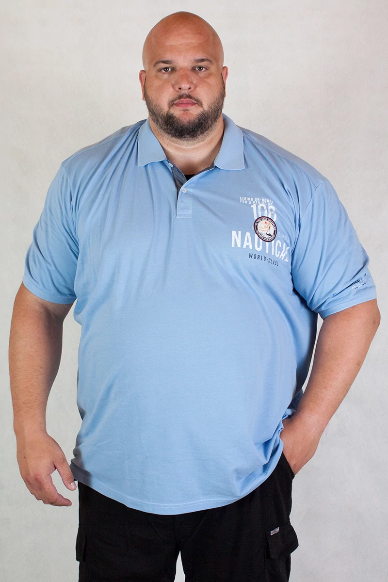 férfi nagyméretű kék galléros piké póló