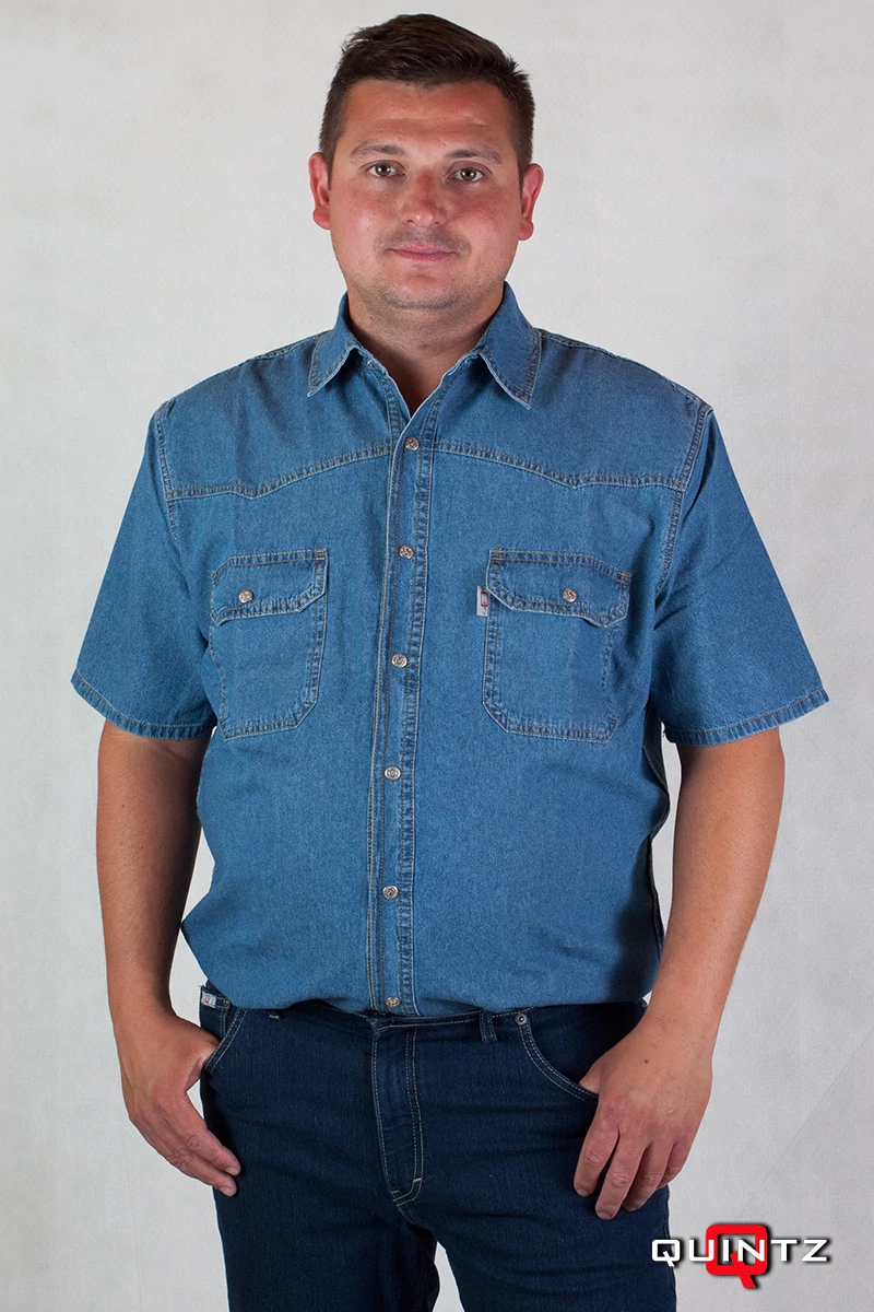 Férfi rövid ujjas patentos farmering