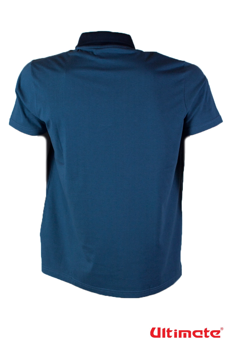 férfi kék galléros póló