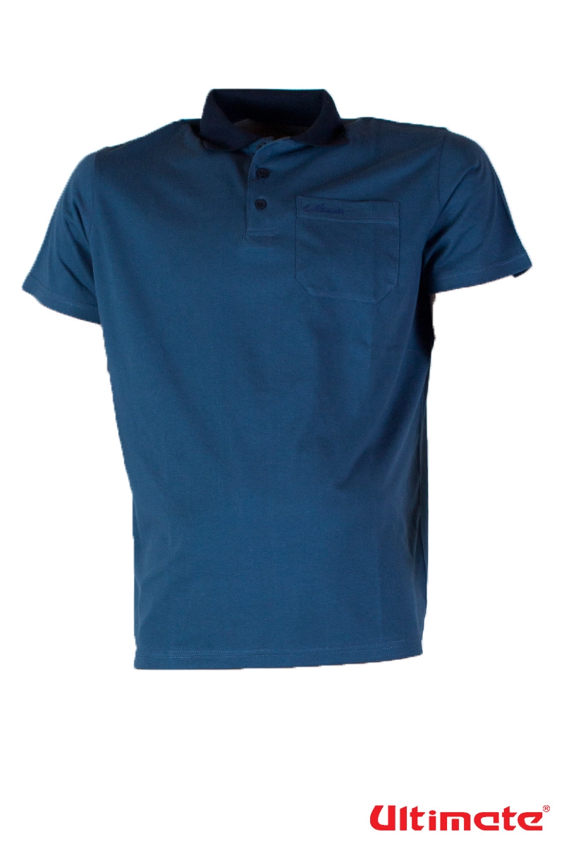 férfi kék galléros póló