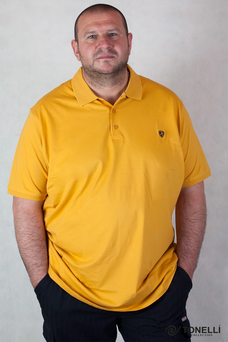férfi nagyméretű sárga galléros póló