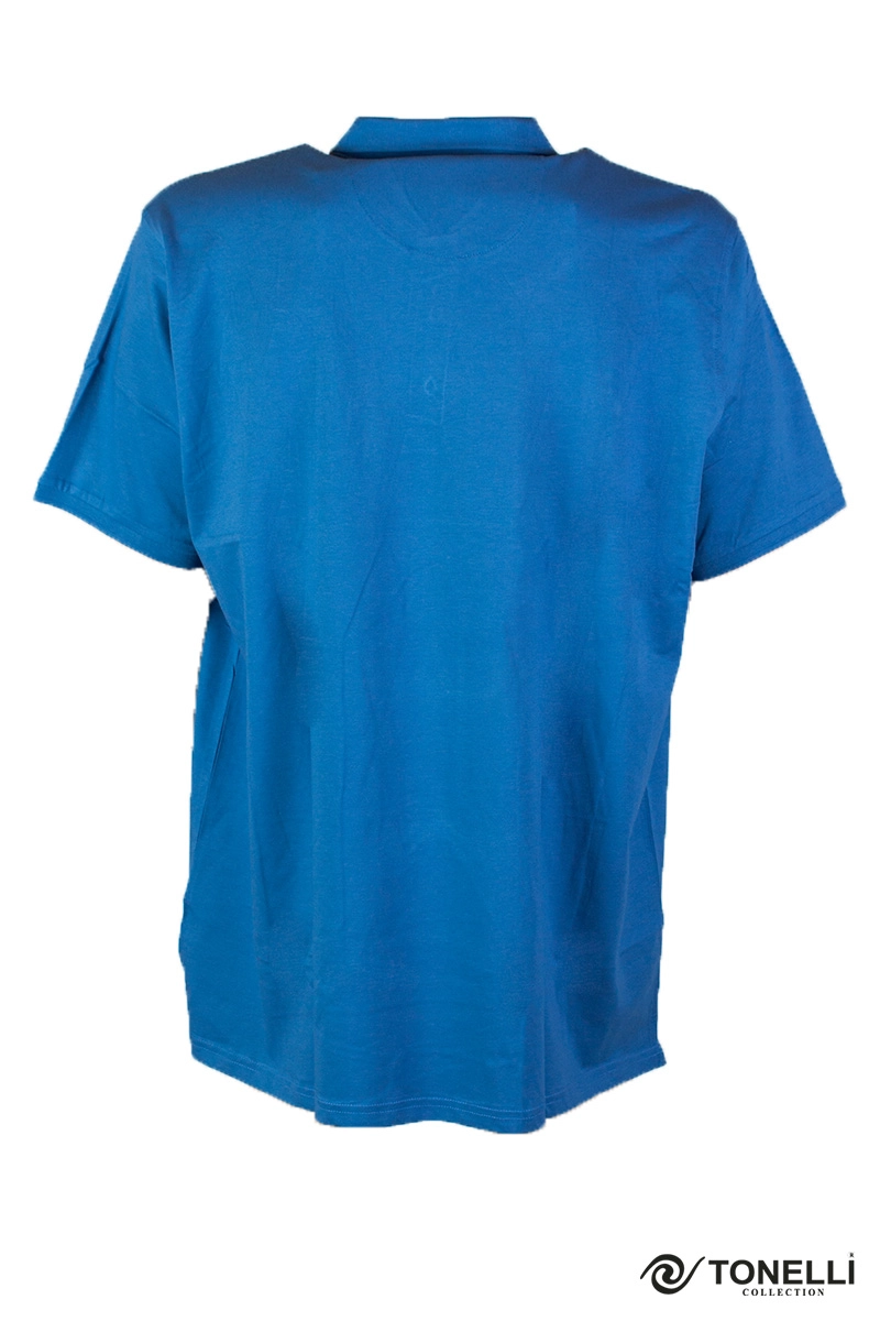 férfi nagyméretű kék galléros póló