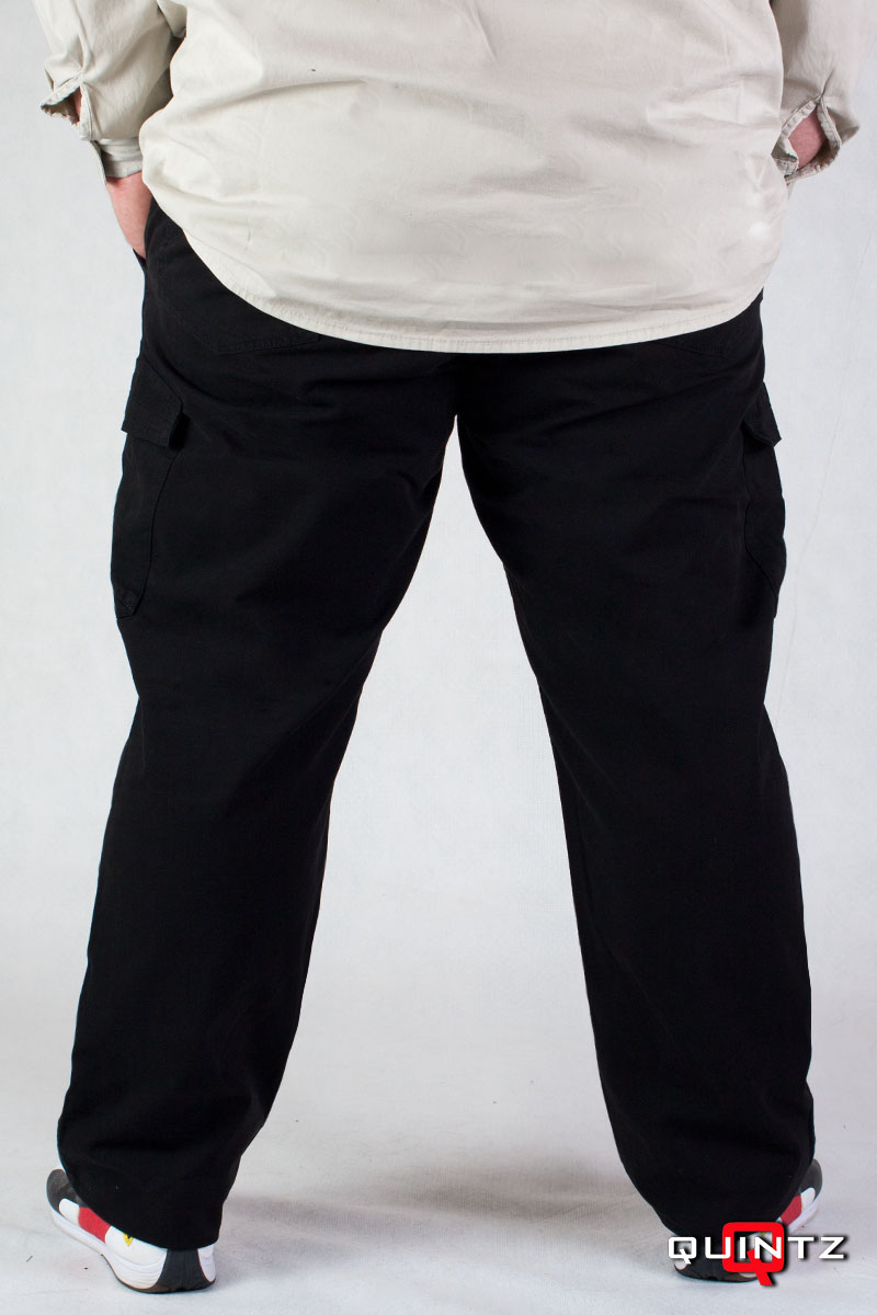 férfi nagyméretű oldalzsebes fekete nadrág