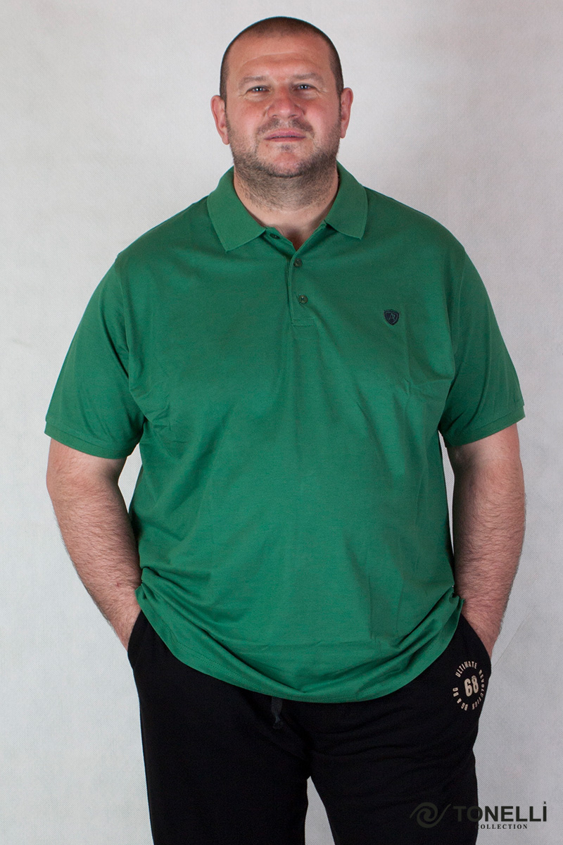 férfi zöld galléros póló